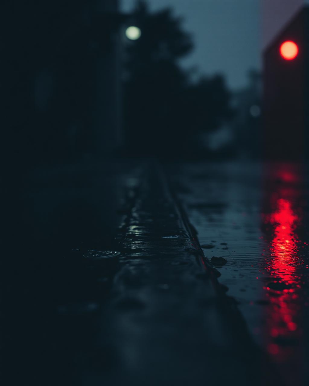 Still_001 — Wet Street, Crimson Reflection