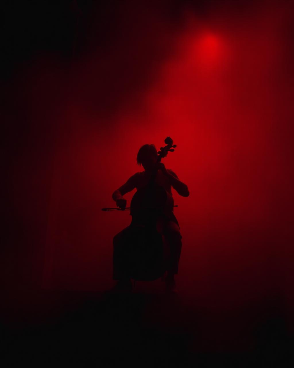 Still_002 — Cellist, Red Fog